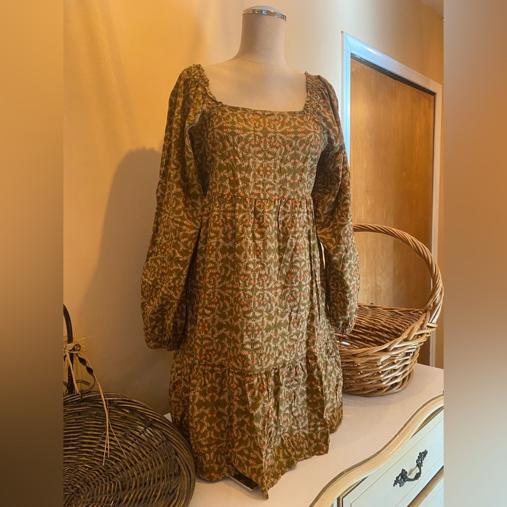 Universal Thread Floral Long Sleeve Dress medium peasant dress babydoll dress